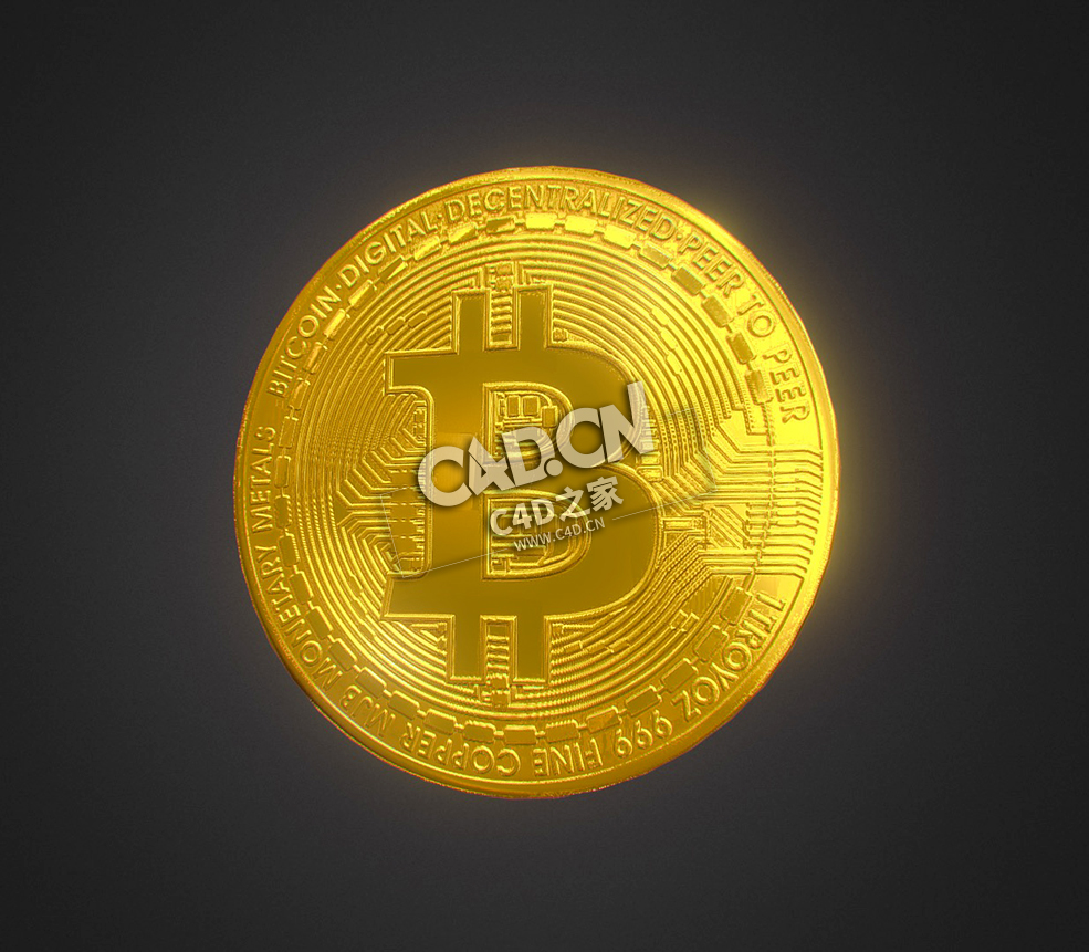 数字货币BTC比特币C4D模型下载 Bitcoin