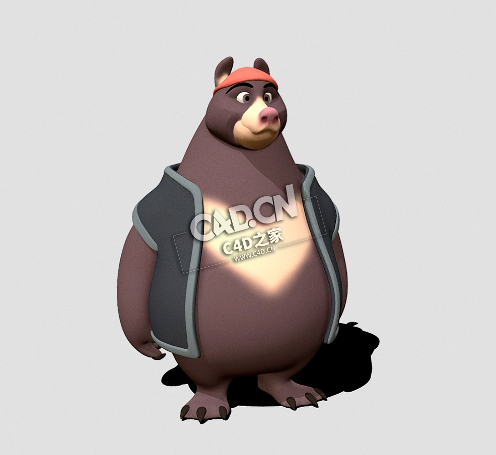 可爱的棕熊卡通角色C4D模型下载 Bear Cartoon Character