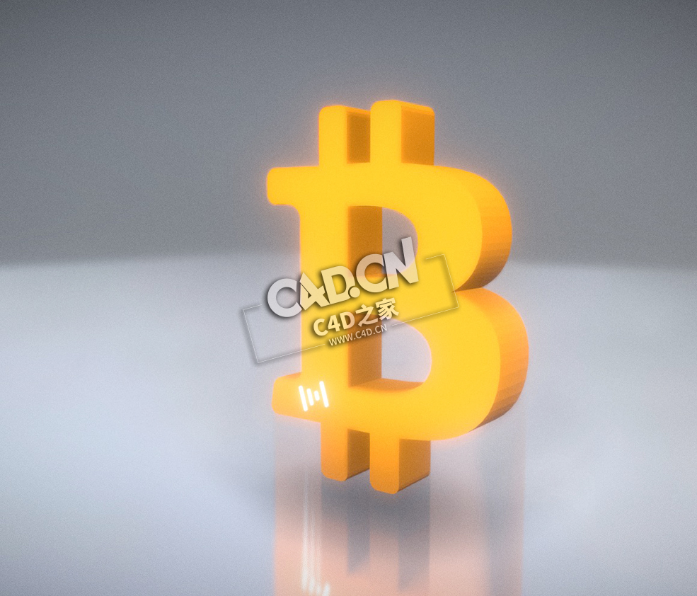 比特币标志C4D模型下载 Bitcoin Logo (Metal Pay)