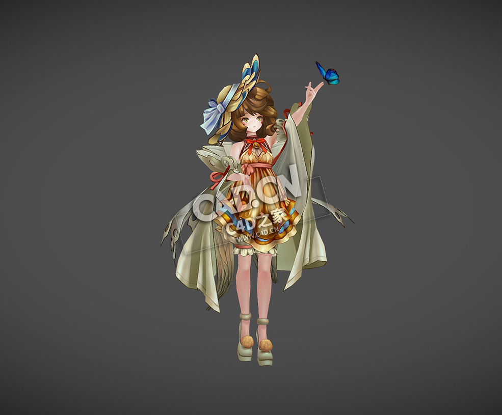 蝴蝶女郎卡通人物女孩C4D模型下载 butterfly girl - C4D之家 - 29.jpg