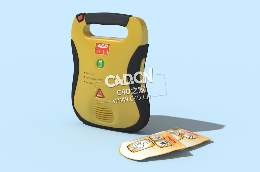 C4D医院除颤器医疗器械模型下载 AED-Defibrillator 3dmodel - C4D之家 - 1.jpg