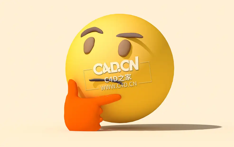 三维立体表情摆酷思考表情 thinker emoji - C4D之家 - 03.jpg