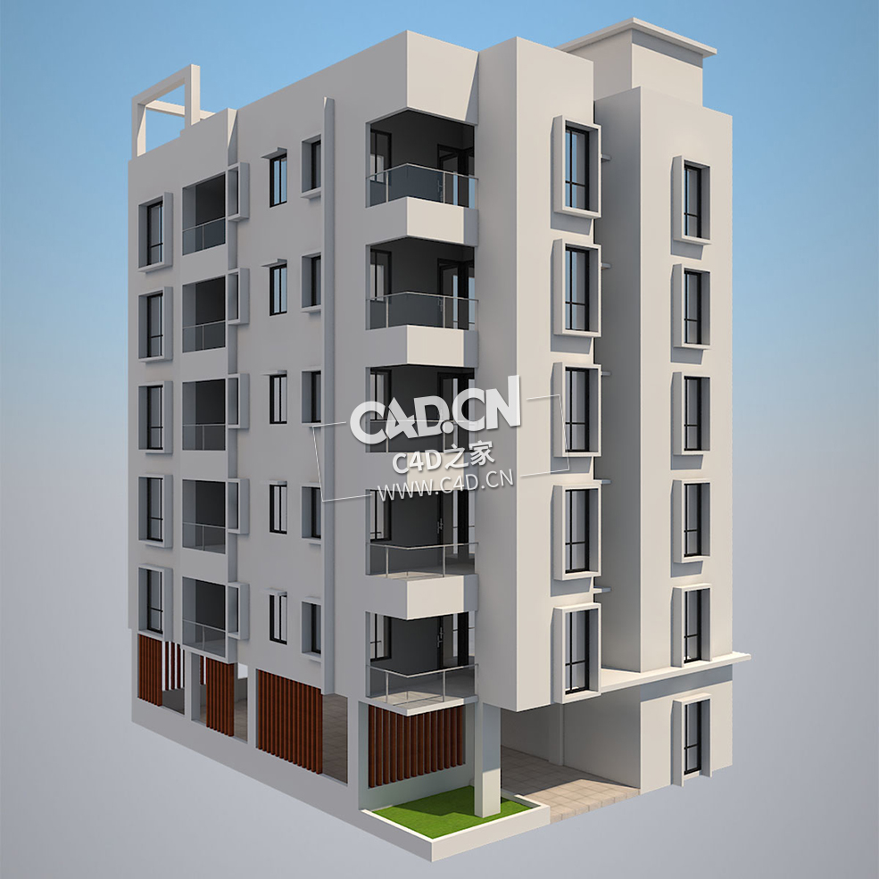 居民楼房公寓楼C4D模型Apartment Building