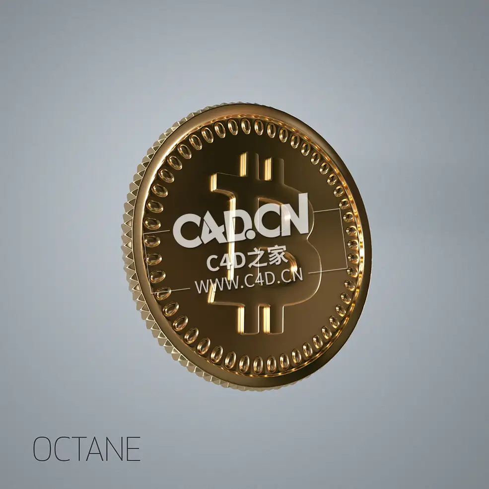 虚拟数字货币比特币金币雕刻模型bitcoin - C4D之家 - 15.jpg