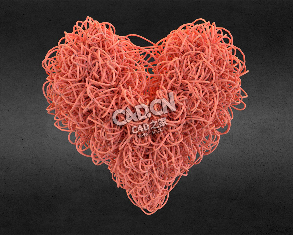 编织的心形C4D模型下载 Heart made of strings