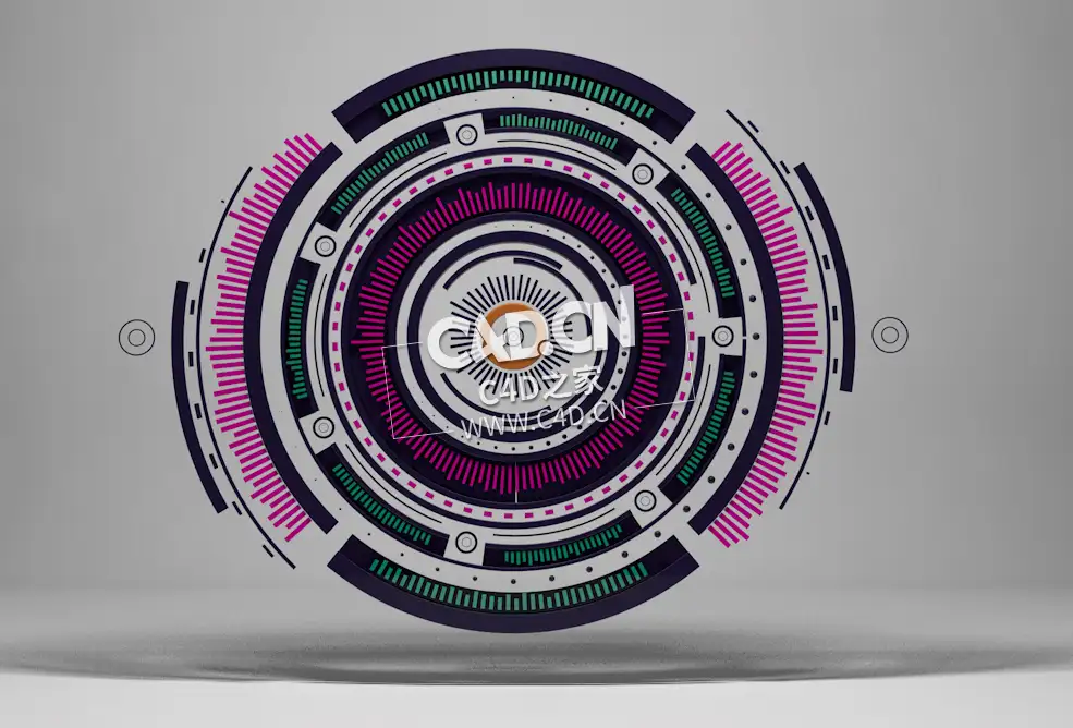 C4D片头包装线条动效刻度表科技圆环线条动画