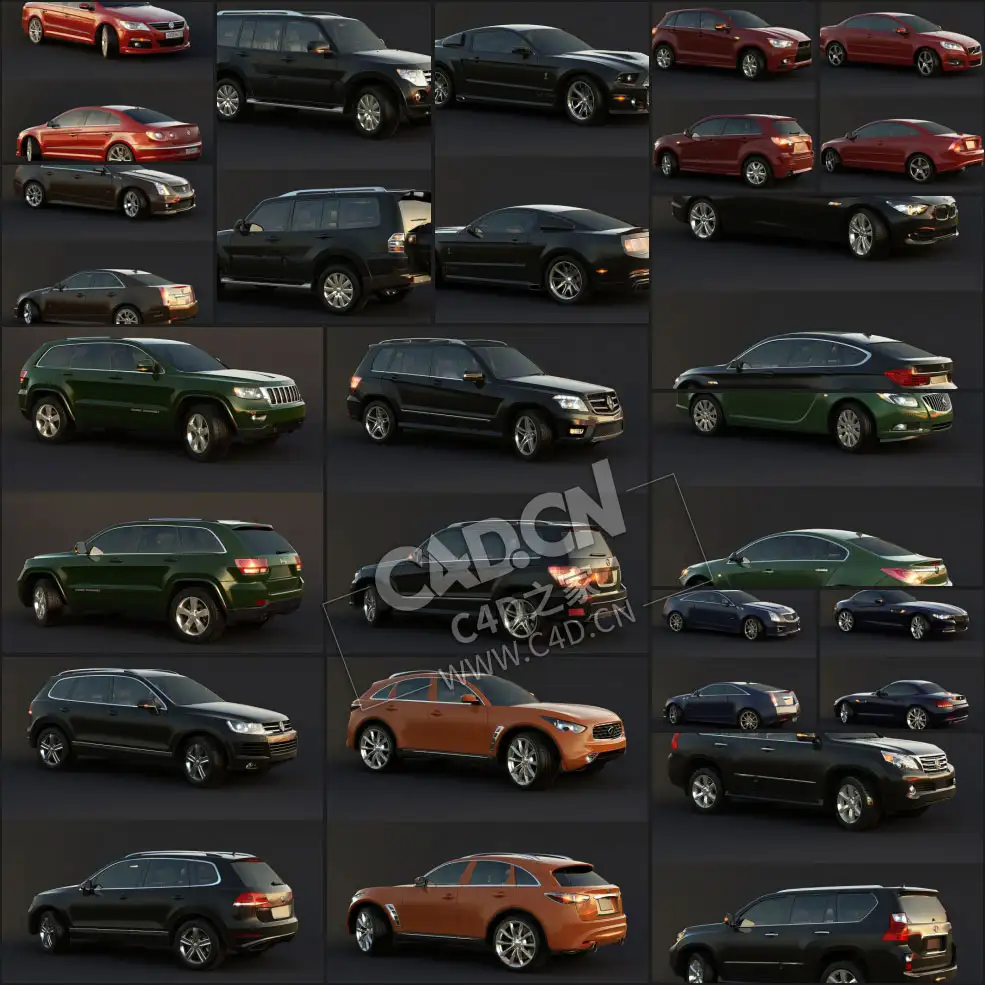 35辆汽车3D模型轿车SUV越野车皮卡车跑车(MAX格式) Vargov Car 3D-Models Collection - C4D之家 - 2.jpg