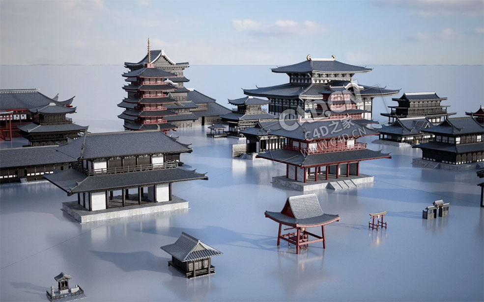 25个日本风格的古建筑C4D模型 Kitbash3D-Edo Japan - C4D之家 - cinema4d_-2021-08-24-15.33.50.jpg