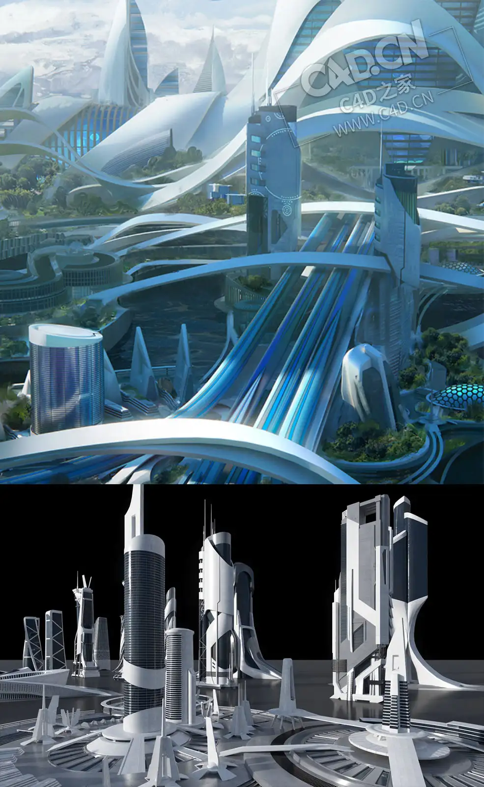 C4D现代乌托邦科幻城市建筑完美境界建筑模型 Kitbash3D - Utopia