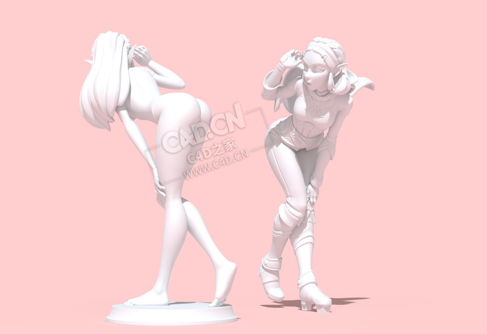 性感女孩塞尔达卡通人物角色C4D模型 Zelda