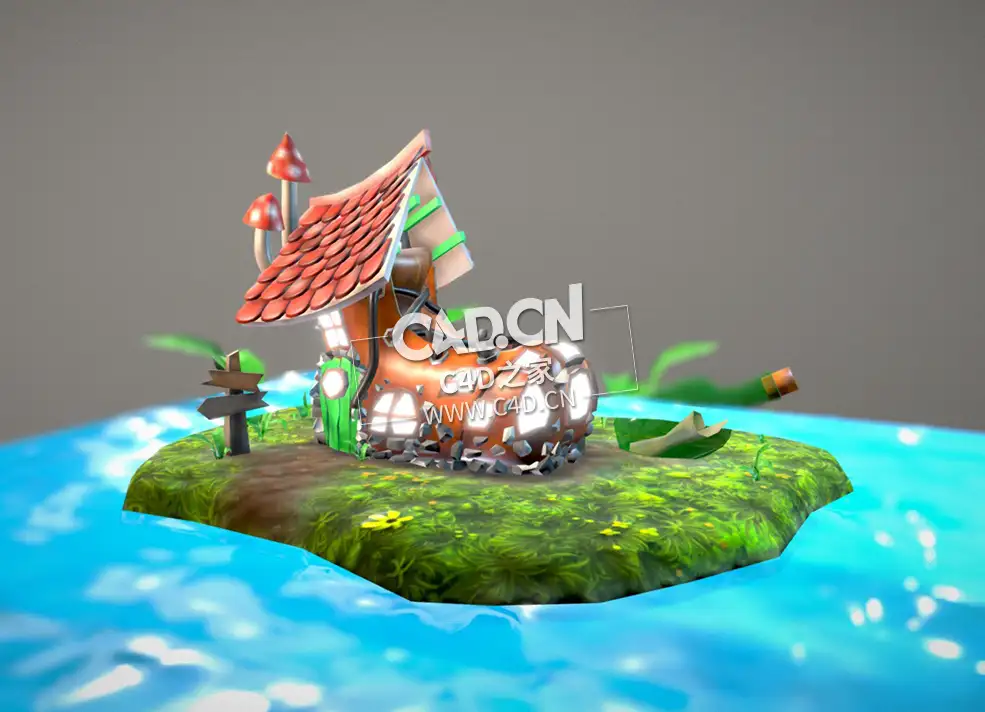 卡通鞋房子卡通靴屋C4D模型 Cartoon boot house - C4D之家 - 12.jpg