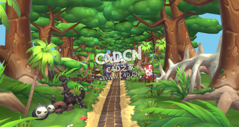 丛林海盗冒险map游戏场景C4D模型 Game pirate adventure map