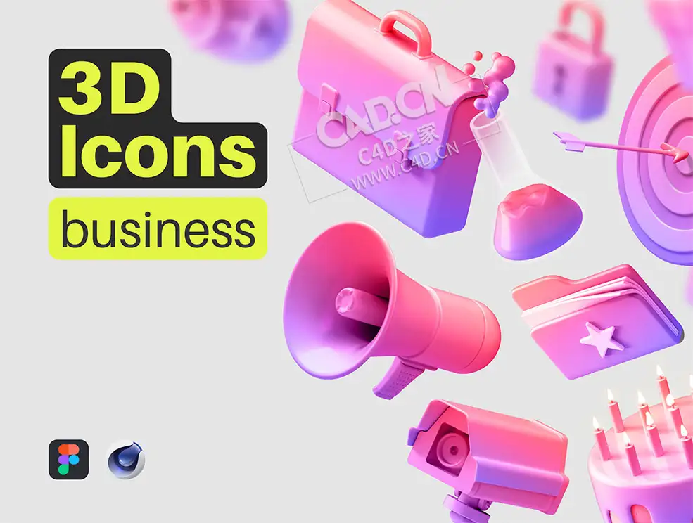 24个C4D Arnold卡通3D图标UI模型合集 Multiangle 3D Icons Business - C4D之家 - 1_1589741953785.jpg