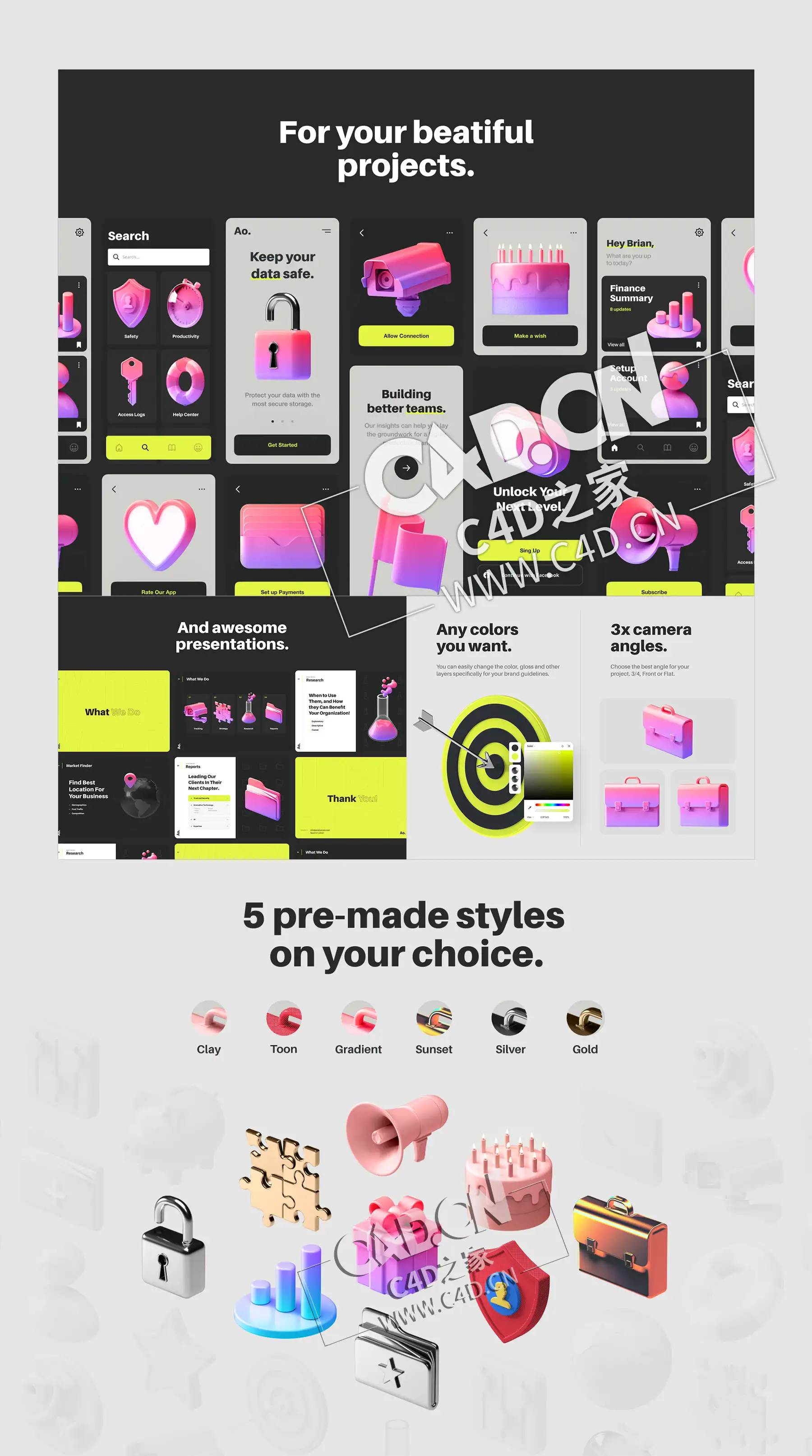24个C4D Arnold卡通3D图标UI模型合集 Multiangle 3D Icons Business - C4D之家 - 4_1589746166606-(1).jpg