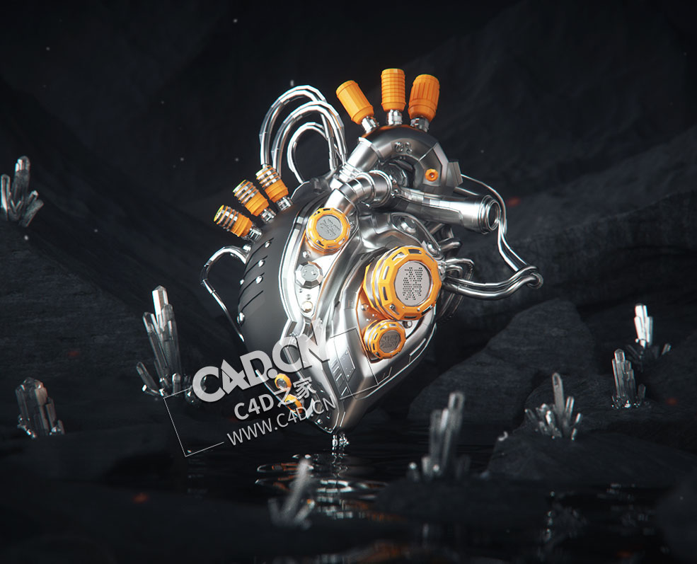 C4D科幻机械心脏模型 Mechanical heart - C4D之家 - 完成.jpg