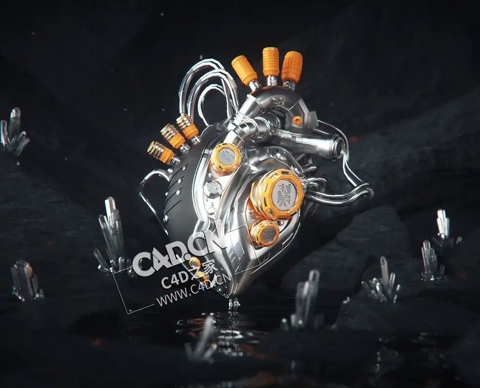 C4D科幻机械心脏模型 Mechanical heart - C4D之家 - 完成.jpg