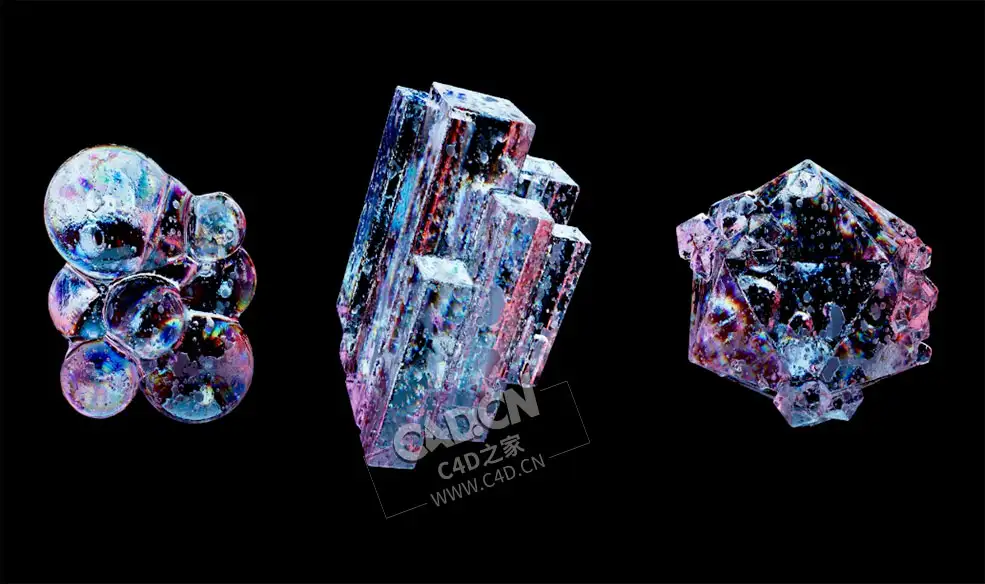 C4D红移水晶石模型渲染教程 Cinema 4D and Redshift Crystal Looking Shapes