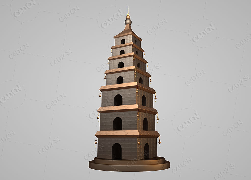 中式建筑宝塔卡通建筑