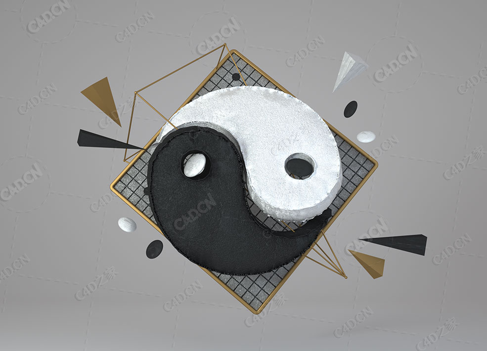 阴阳八卦中国风道家宣传画装饰图案 - C4D之家 - 4.jpg