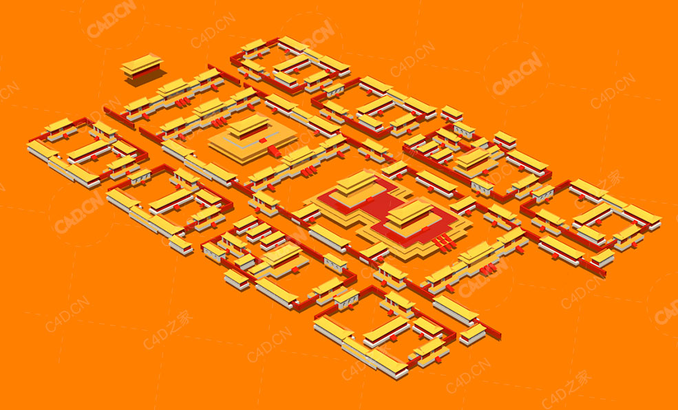 卡通故宫午门建筑群 - C4D之家 - 故宫午门.jpg