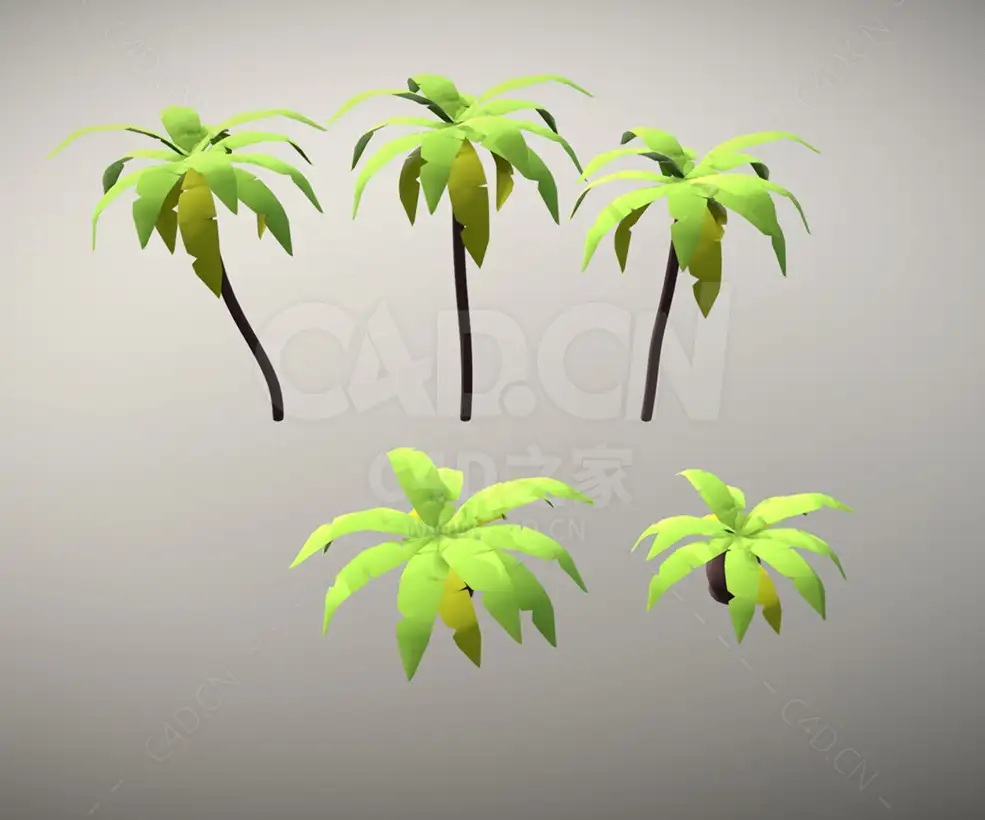 卡通低多边形椰子树 Palms Cartoon low poly