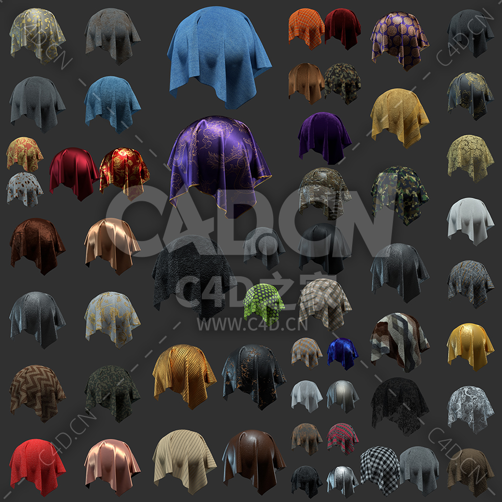 C4D OCTANE布料面料绸缎丝绸亚麻地毯迷彩材质 Octane Fabric Materials Vol 02 - C4D之家 - 未命名.jpg