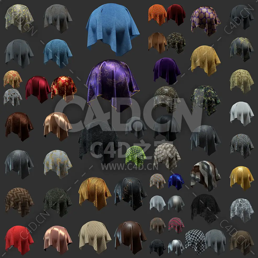 C4D OCTANE布料面料绸缎丝绸亚麻地毯迷彩材质 Octane Fabric Materials Vol 02 - C4D之家 - 未命名.jpg