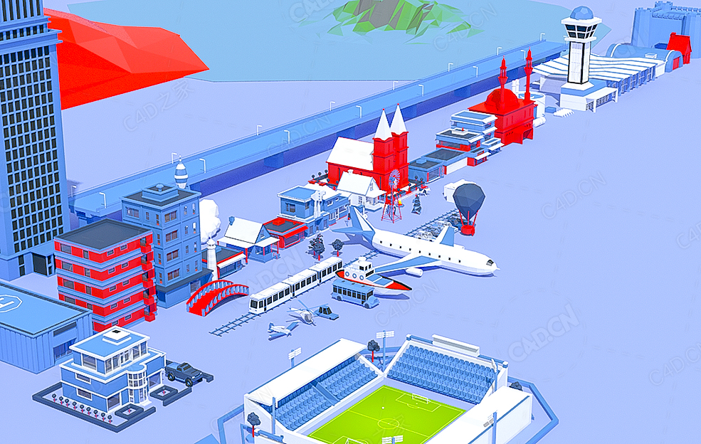 蓝色卡通城市建筑 Color Scheme - C4D之家 - 03.jpg