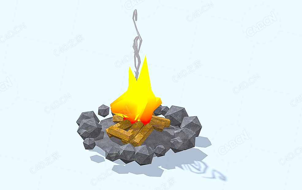 低面多边形篝火 Campfire - C4D之家 - 16.jpg