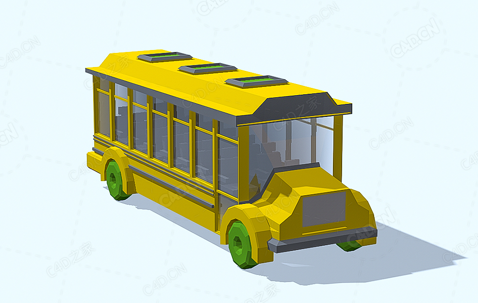 低面多边形公共汽车 Bus - C4D之家 - 14.jpg