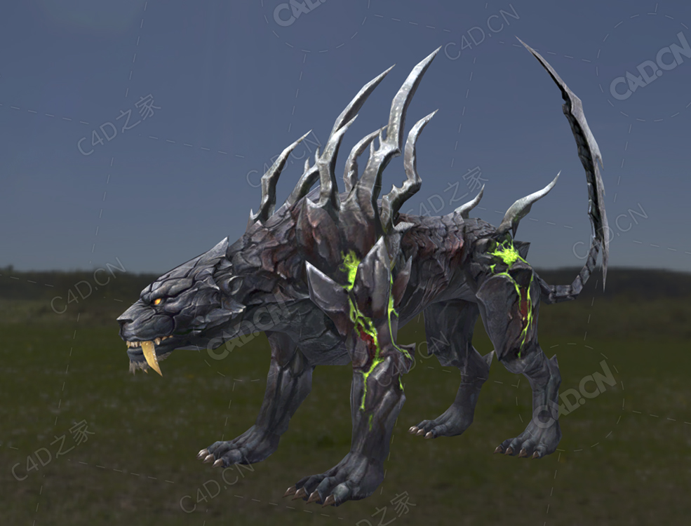 暗影黑龙低多卡通怪兽 dark-shadow-smilodon - C4D之家 - 19.jpg