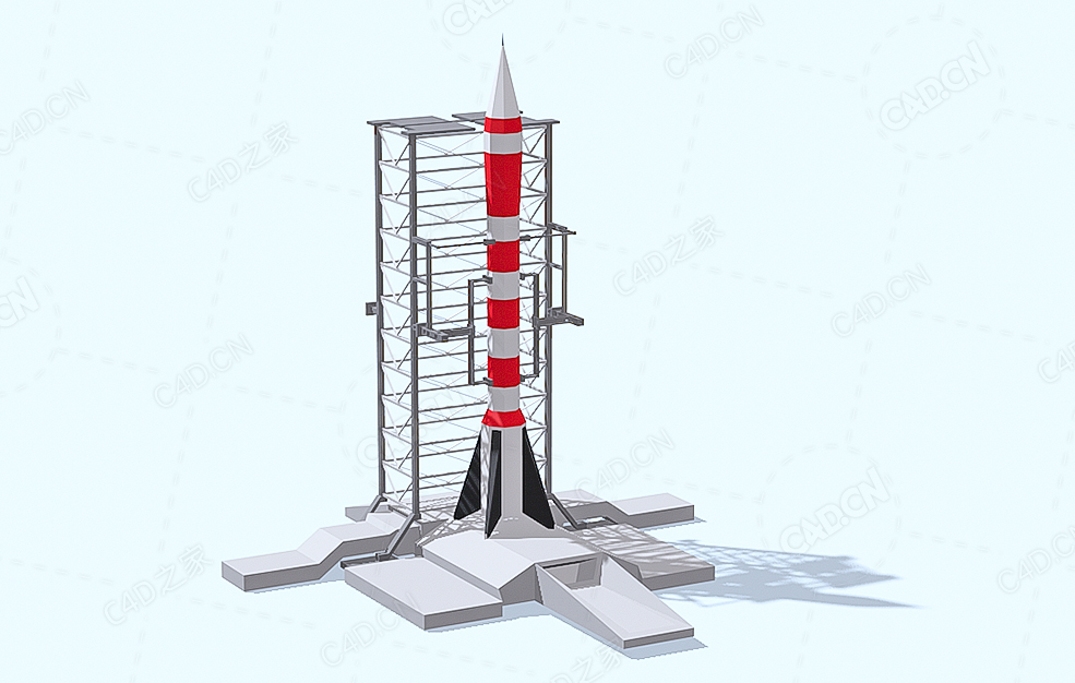 低面多边形火箭发射塔架平台 Rocket Platform - C4D之家 - 62.jpg