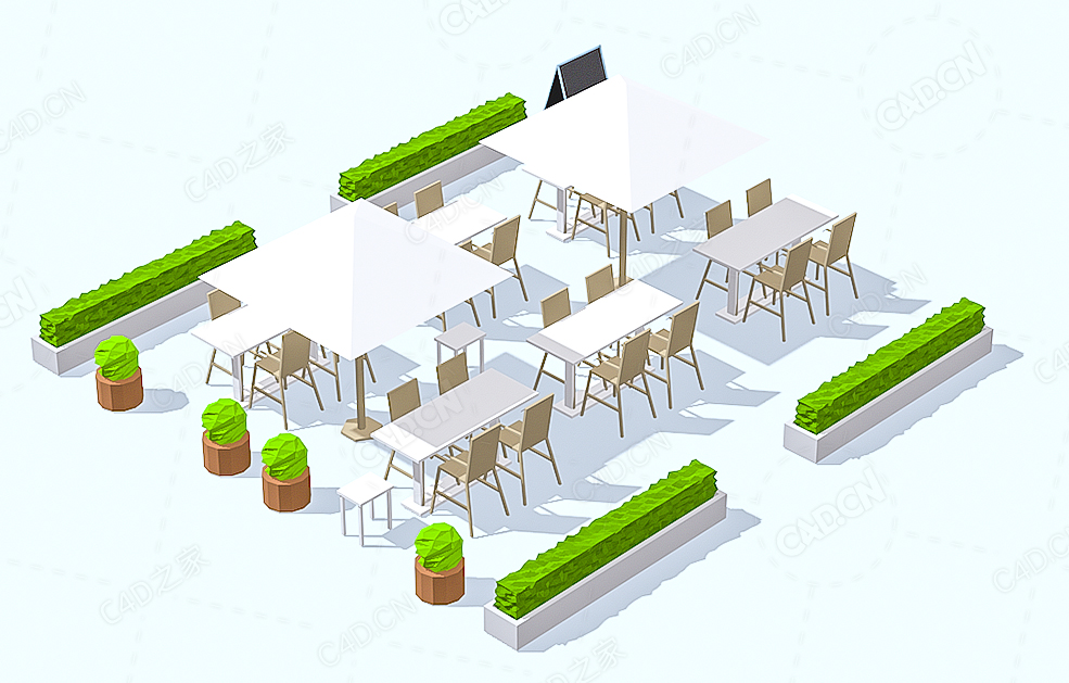 低面多边形阳台餐桌椅 Terrace - C4D之家 - 73.jpg
