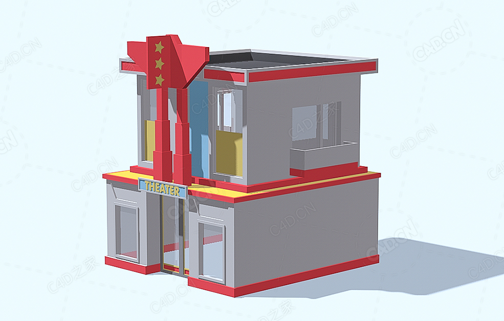 低面多边形剧院电影院建筑 Theater - C4D之家 - 74.jpg