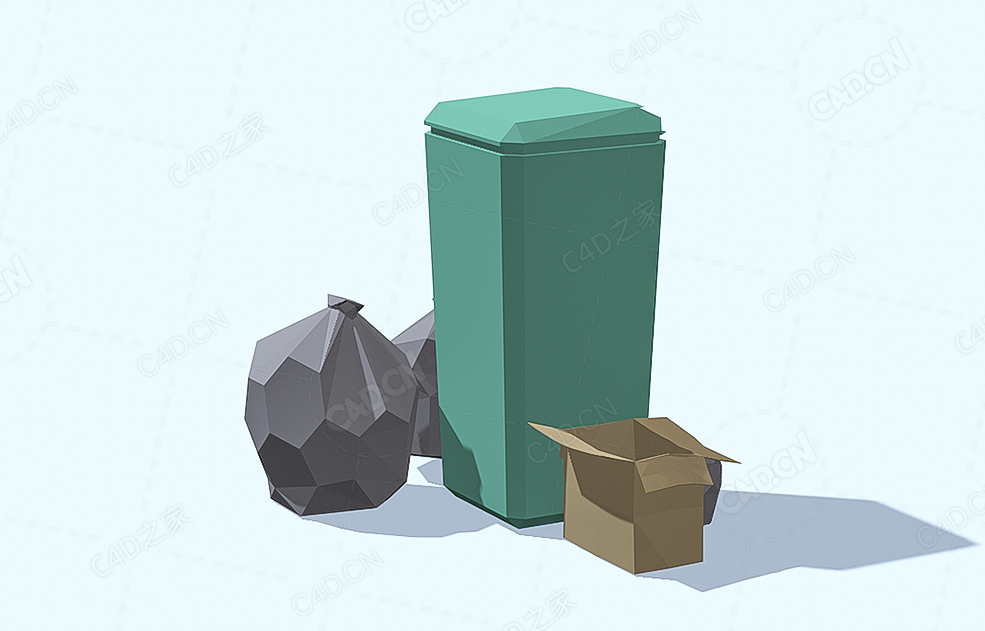 低面多边形垃圾桶垃圾袋 Trash - C4D之家 - 78.jpg