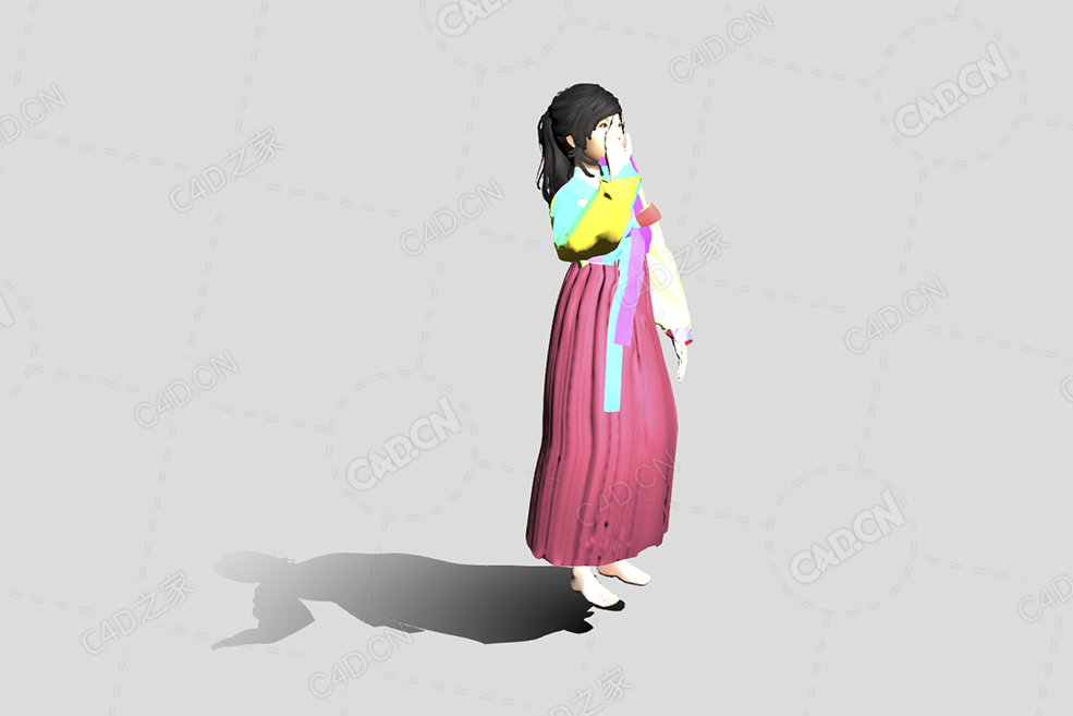 挥手的韩国女人动画人物 waving-at-korea - C4D之家 - 47.jpg