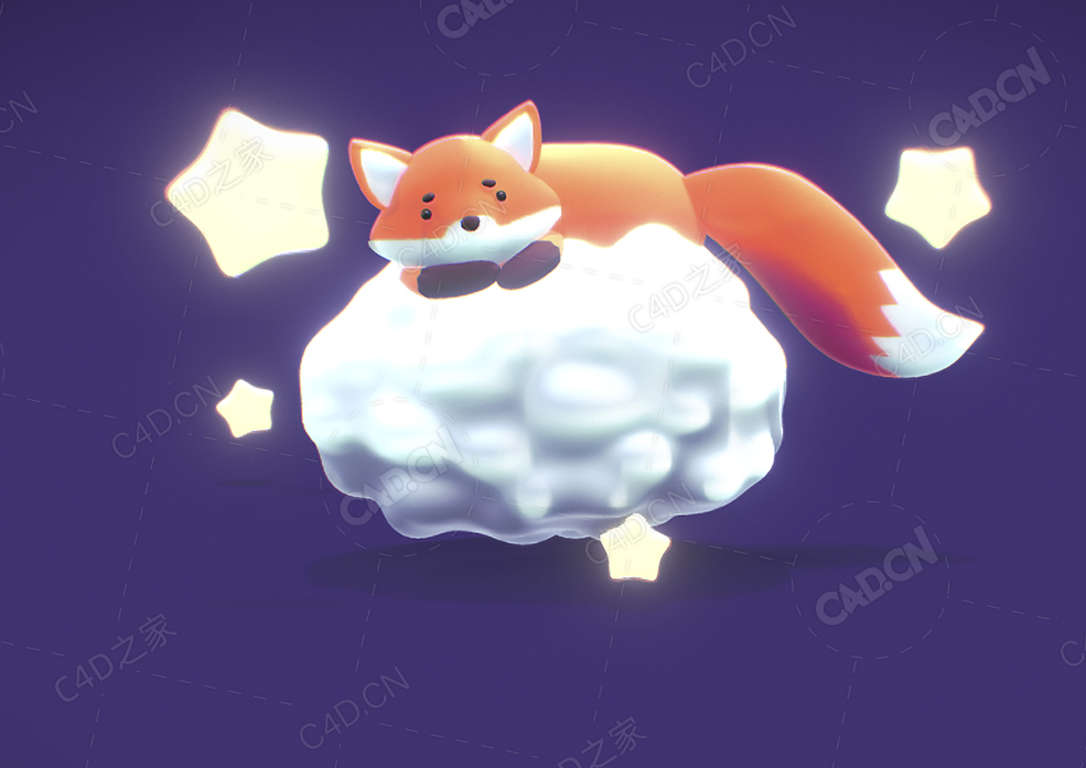 爬在云朵上的狐狸 floating-fox - C4D之家 - 53.jpg