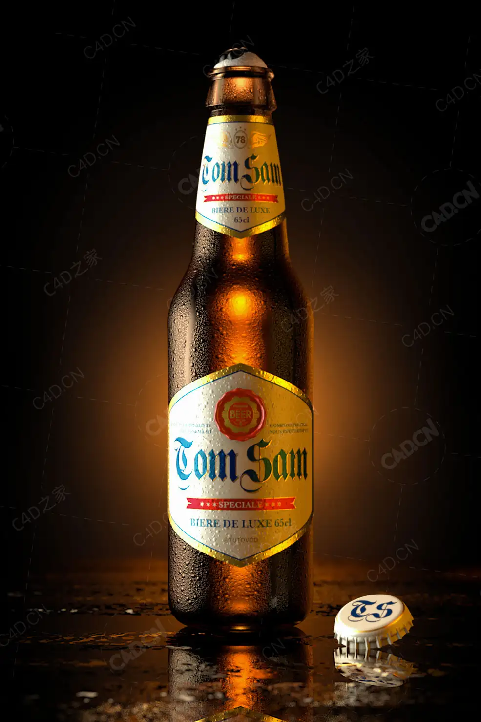 挂满水珠的啤酒瓶材质灯光渲染教程(含模型) Create a Photorealistic Beer Bottle