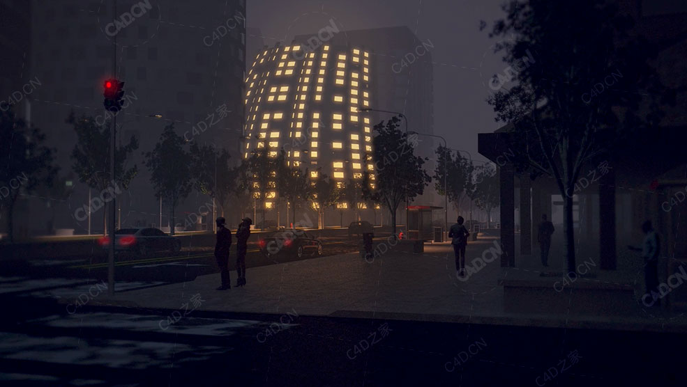 C4D+PS城市夜色场景渲染教程Create a Cityscape with Cinema 4D + Photoshop