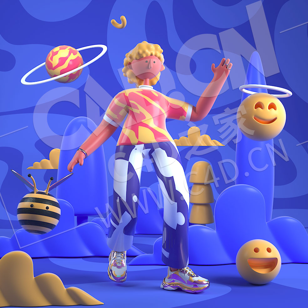 卡通三维人物立体表情场景OC模型