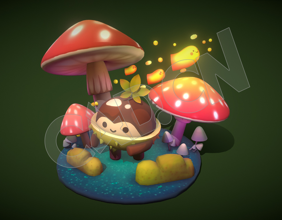 可爱卡通小栗子蘑菇动漫模型