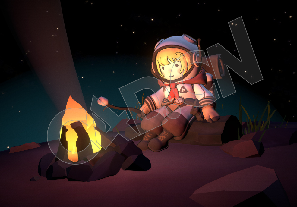 卡通野外露营的小女孩夜景Q版可爱模型 - C4D之家 - 39.jpg