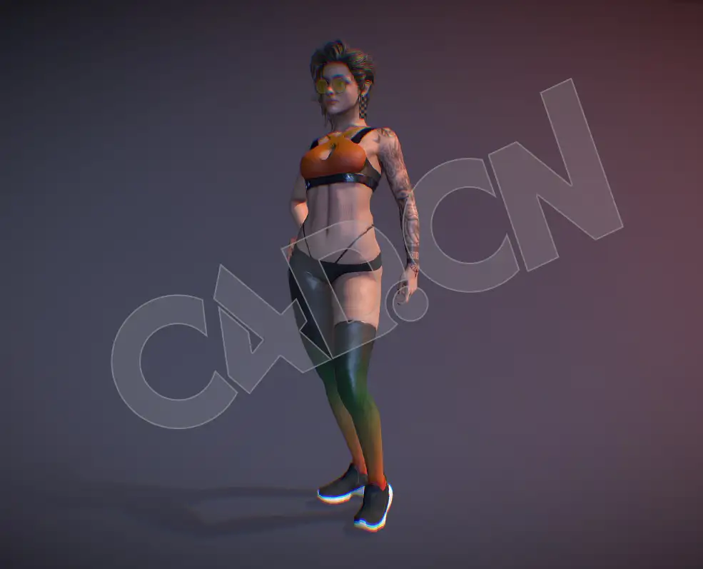 短发戴眼镜的纹身女孩人物模型 - C4D之家 - 47.jpg