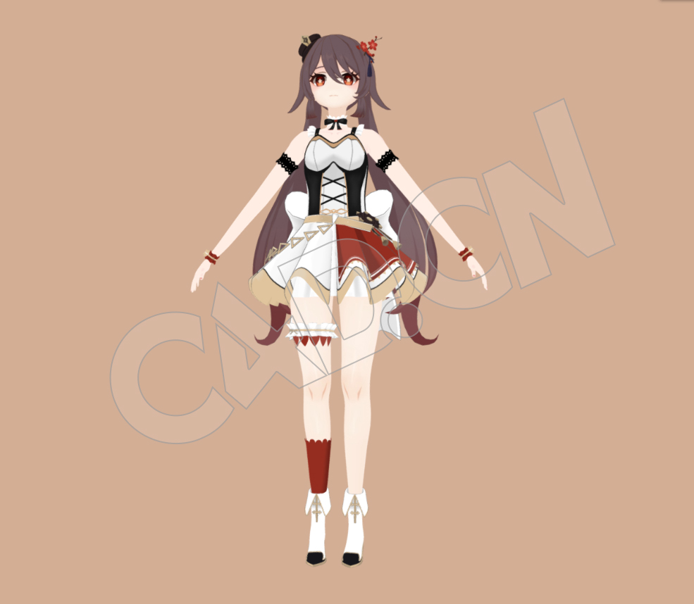 偶像装扮的范儿胡桃女仆装动漫女孩人物模型 - C4D之家 - 52.jpg