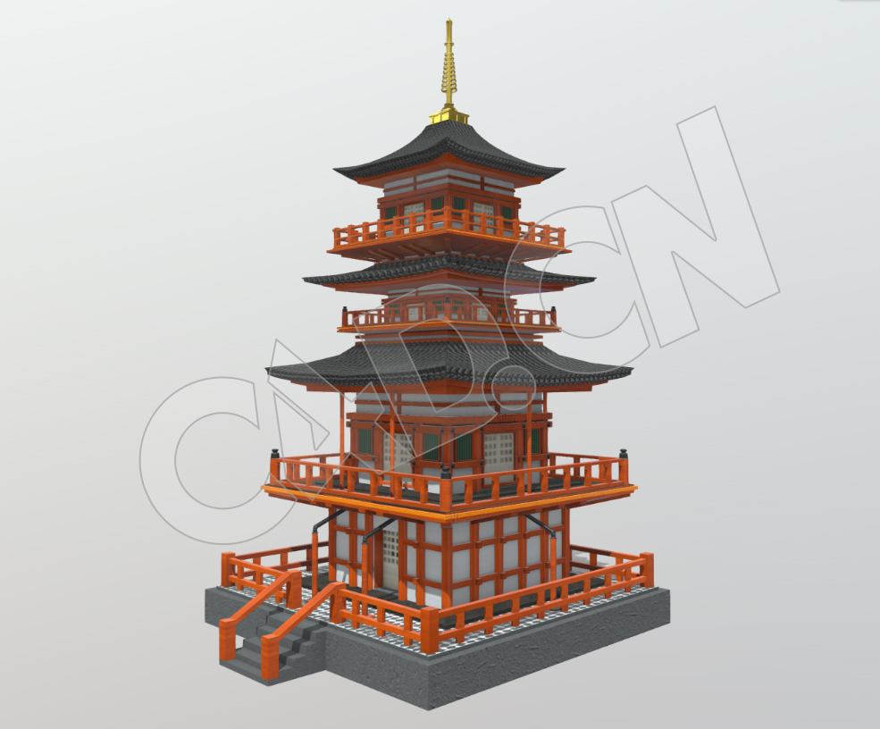 古代寺庙佛塔建筑模型 - C4D之家 - 57.jpg