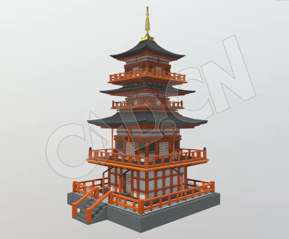 古代寺庙佛塔建筑模型