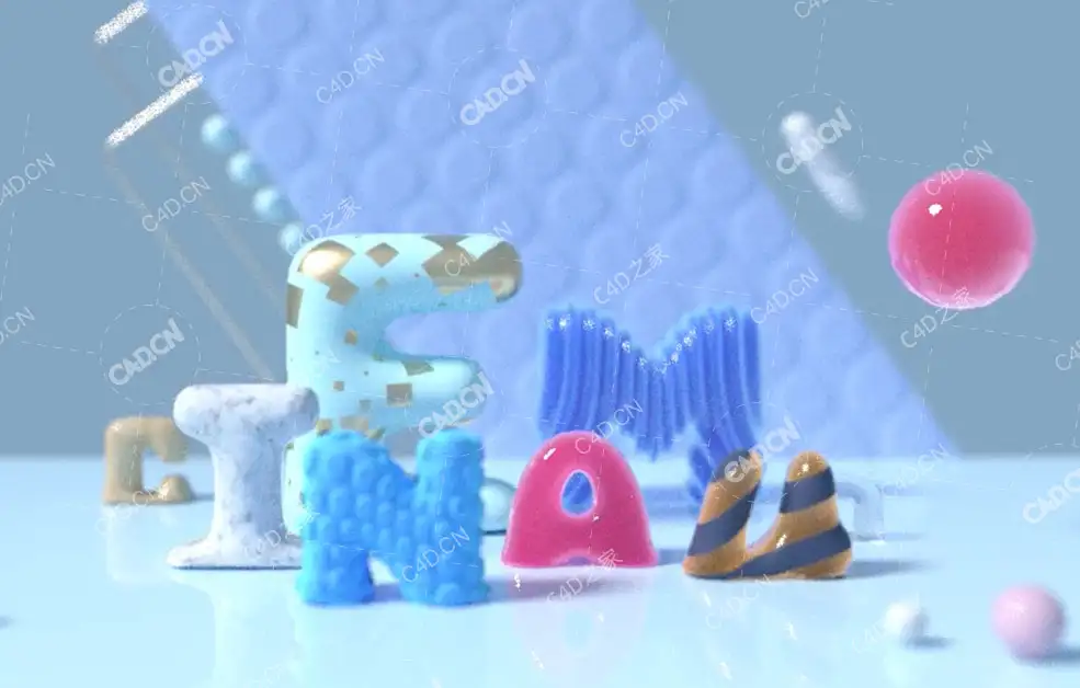 C4D动力学案例气球填充文字动画中文案例教程（含工程文件）-TVART出品 - C4D之家 - 1.jpg