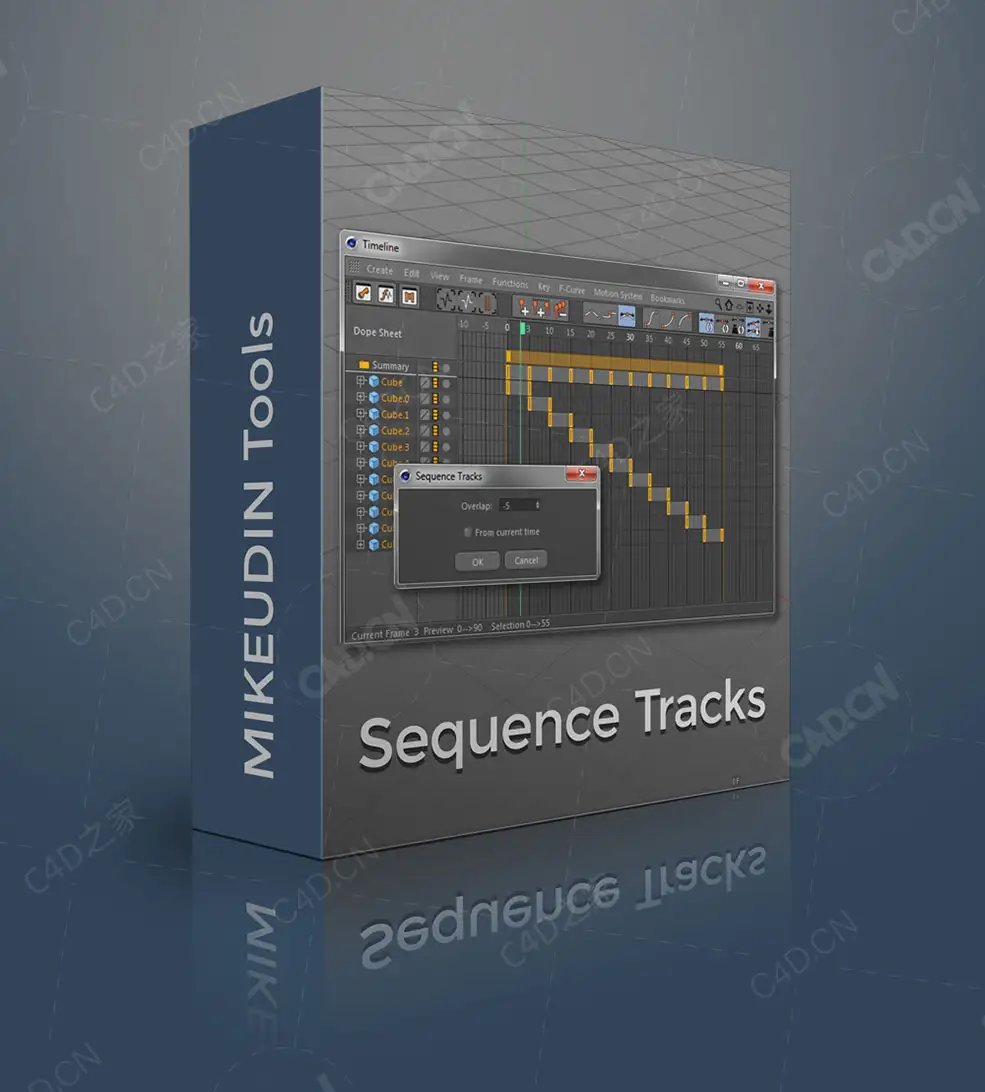 C4D按顺序放置选定对象关键帧轨道脚本Sequence tracks