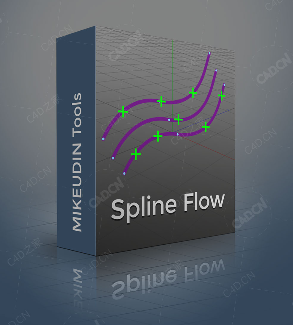 C4D样条线流动动画预设Spline Flow
