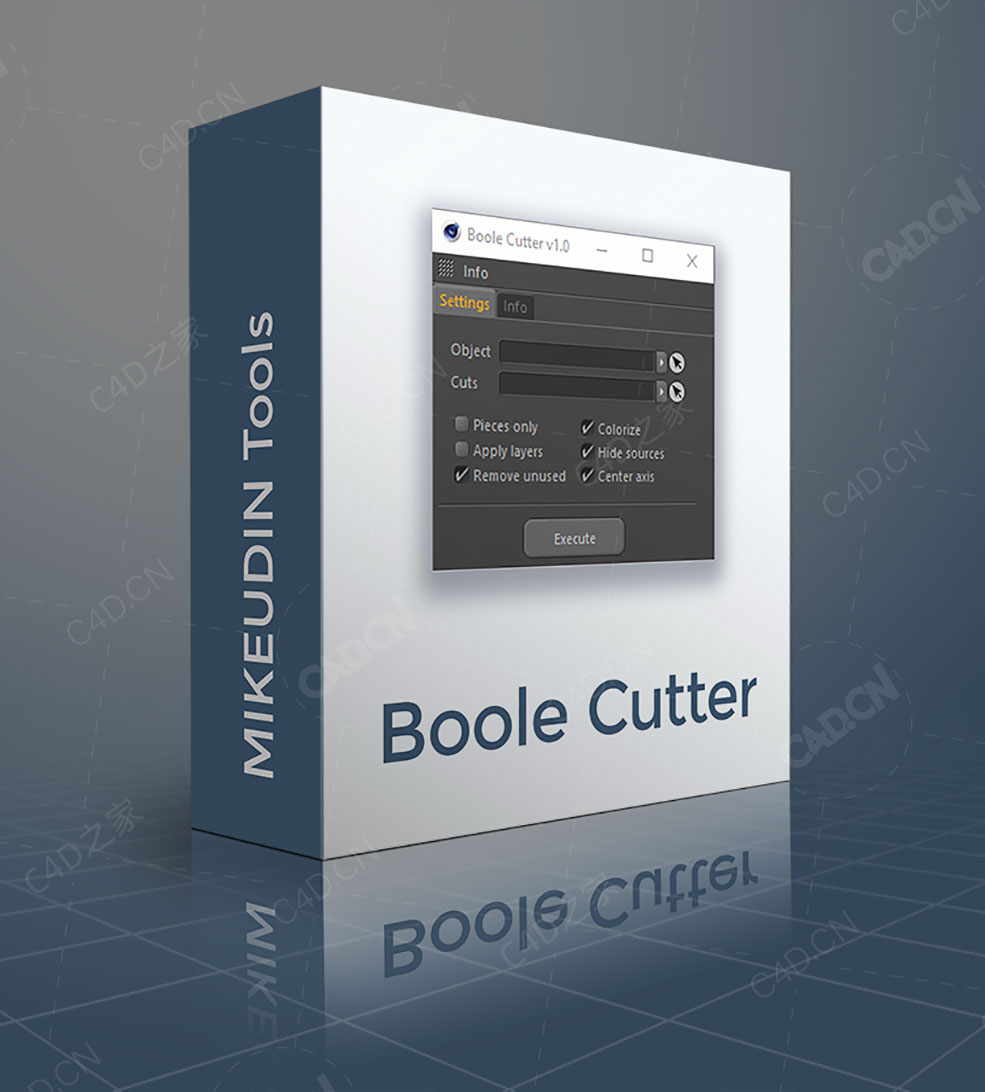 C4D多个布尔生成器折分对象插件Boole Cutter